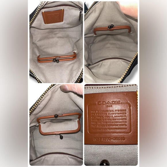 Coach 1941 Rogue 30 LEATHER Bag Satchel Shoulder Tea Rose Appliqué BLK Metallic - Picture 13 of 17